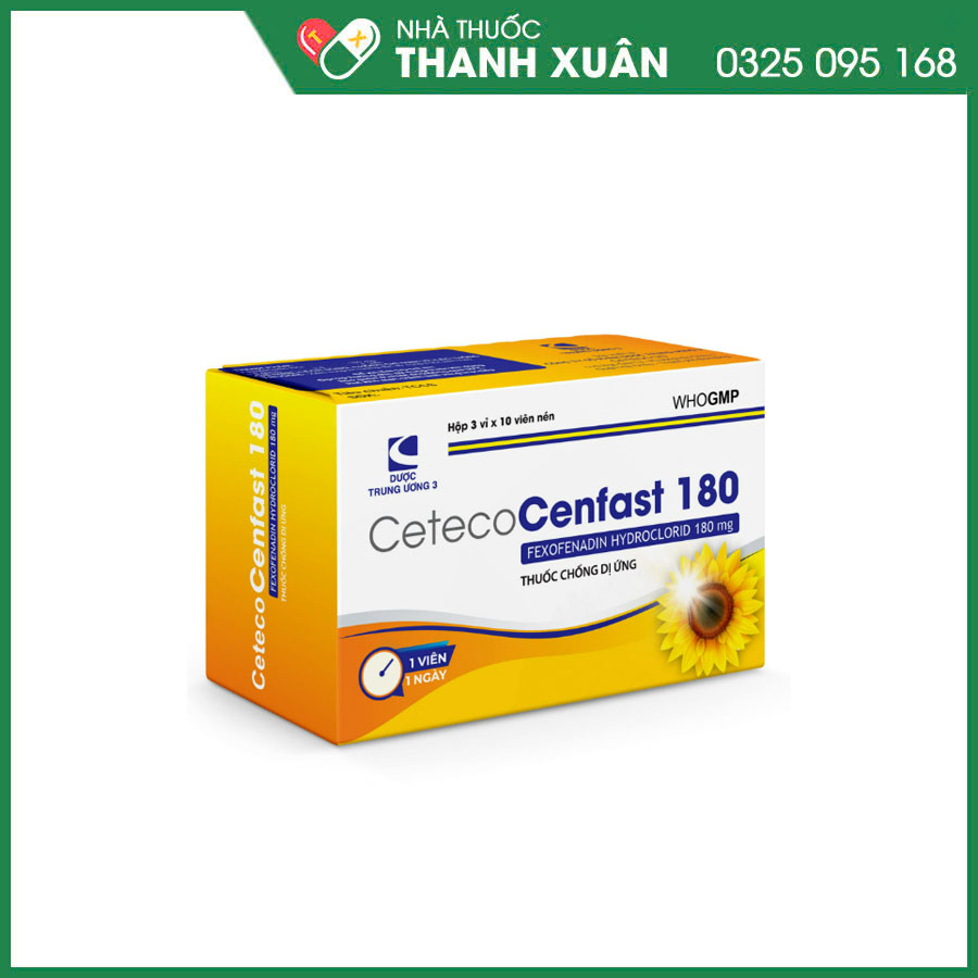 CetecoCenfast 180 thuốc điều trị triệu chứng liên quan đến mày đay tự phát mãn tính